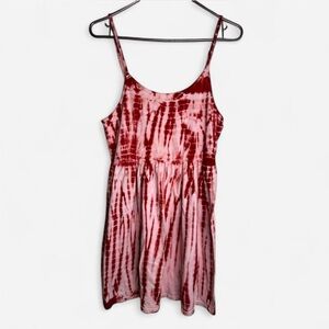 Forever 21 Red & Pink Tie Dye Babydoll Dress – Size Medium